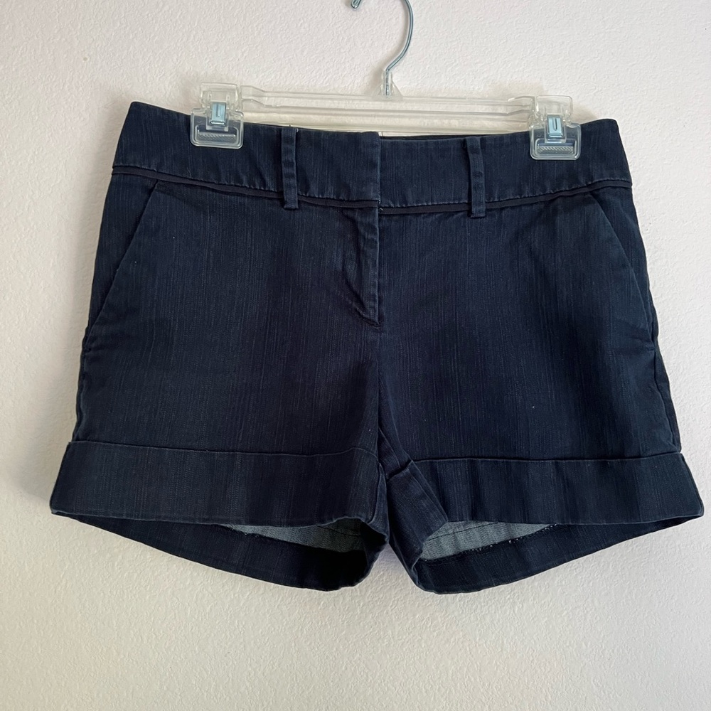 7th Avenue New York & Company Dark Navy Blue Cuffed Hem Shorts